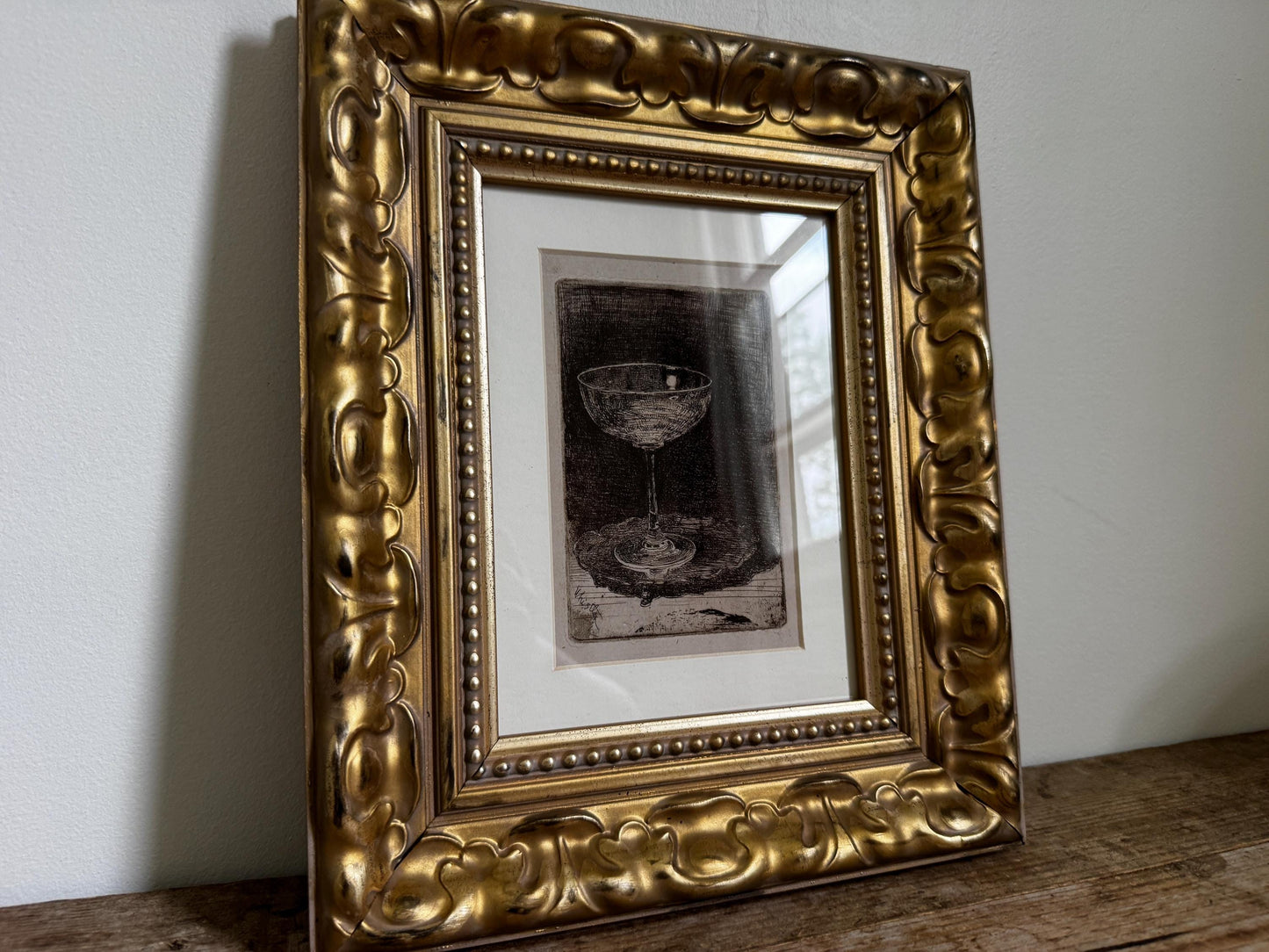 Framed Wine Glass Whistler Frame Matted Print Giclee Print Wall Art in Wood Frame