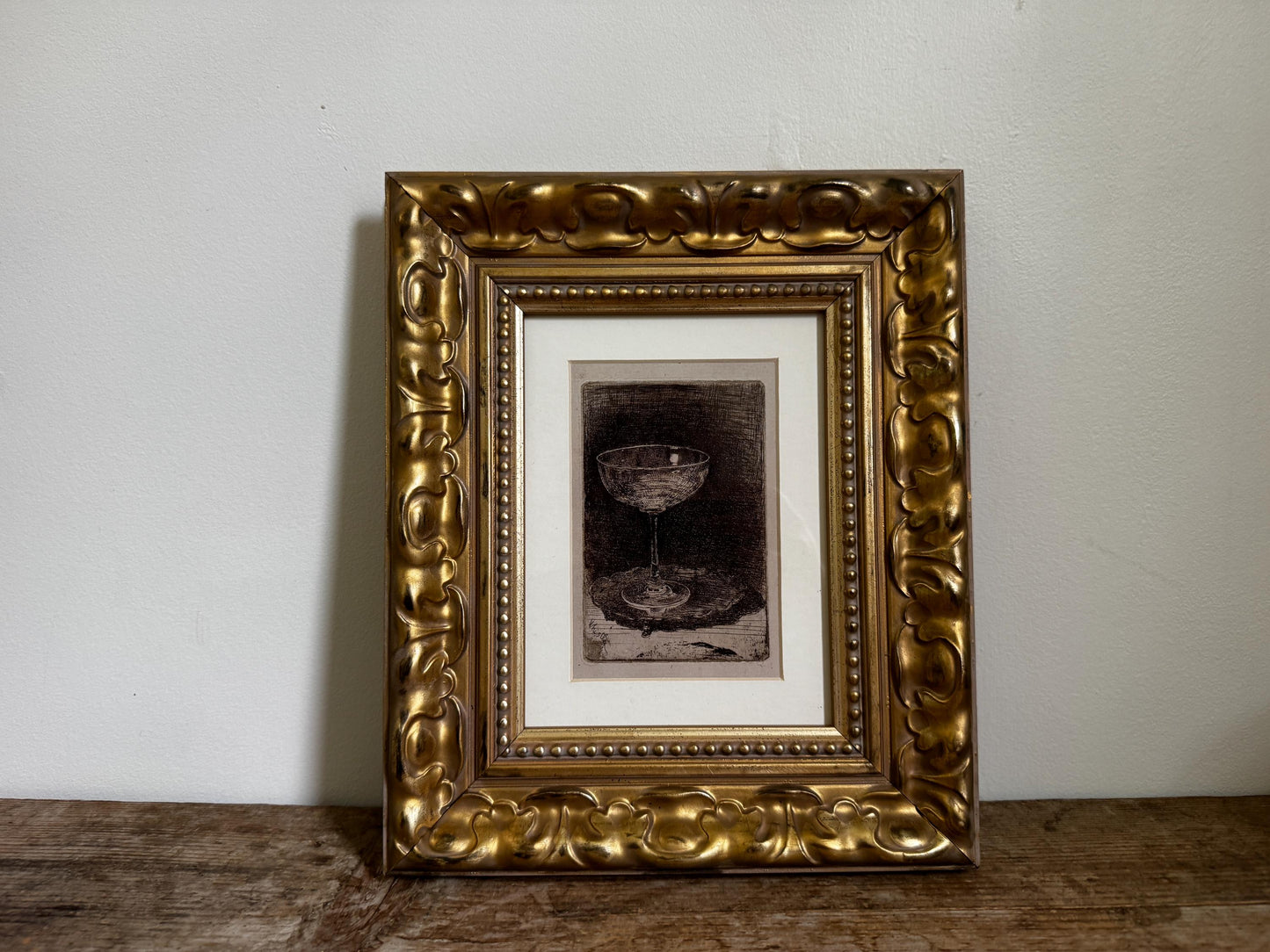 Framed Wine Glass Whistler Frame Matted Print Giclee Print Wall Art in Wood Frame