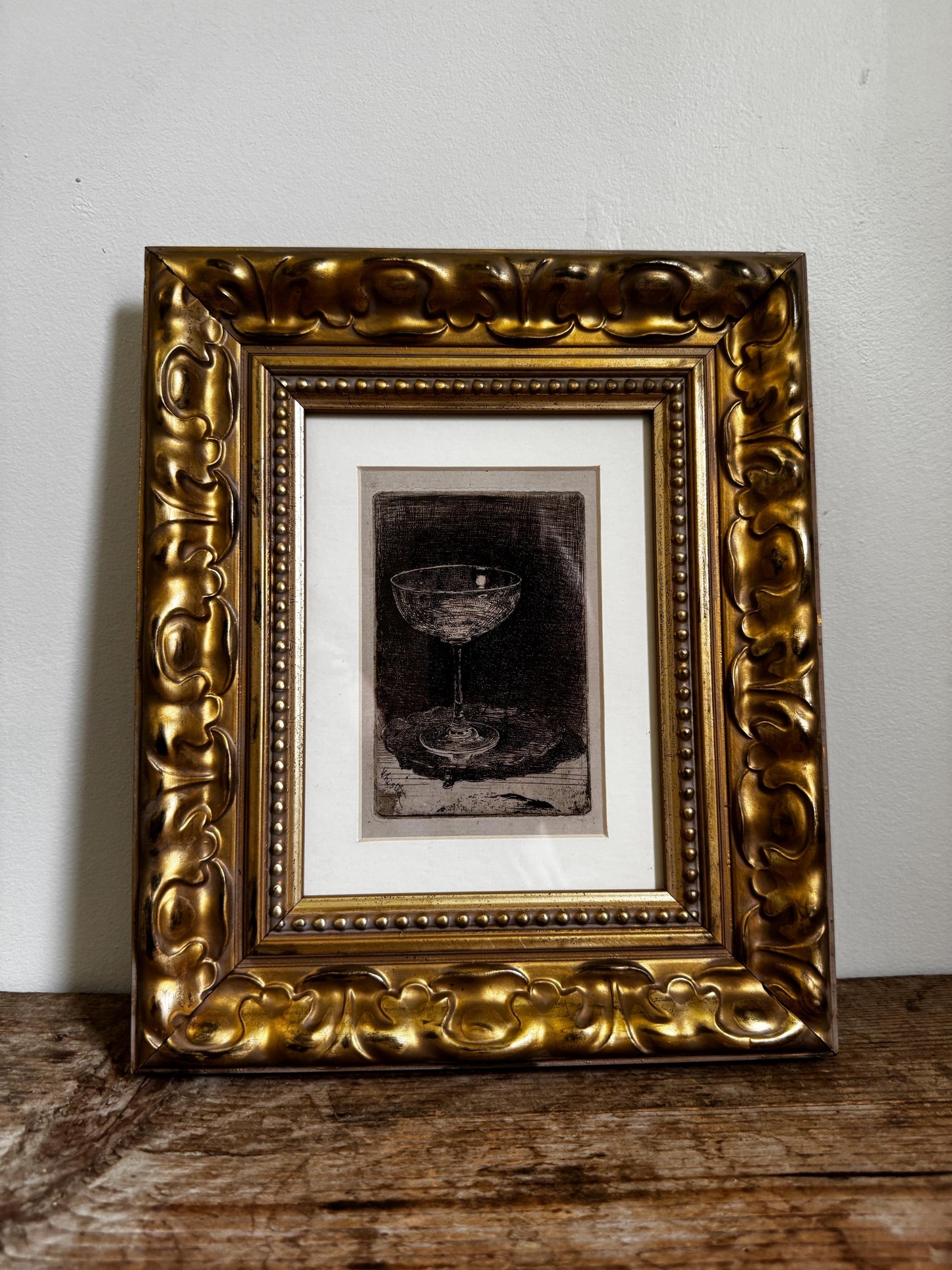 Framed Wine Glass Whistler Frame Matted Print Giclee Print Wall Art in Wood Frame