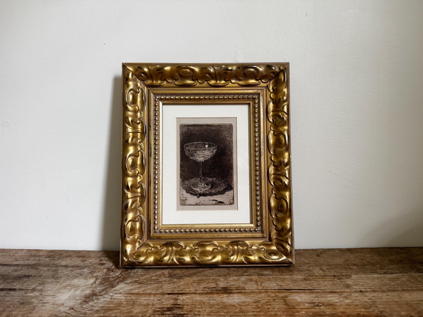 Framed Wine Glass Whistler Frame Matted Print Giclee Print Wall Art in Wood Frame