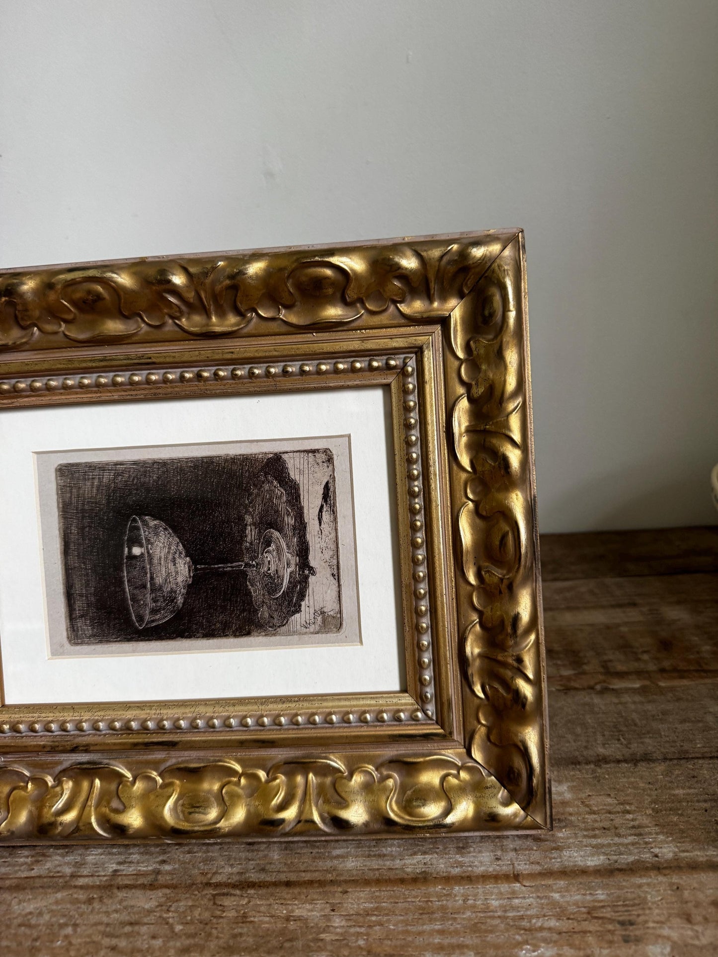 Framed Wine Glass Whistler Frame Matted Print Giclee Print Wall Art in Wood Frame