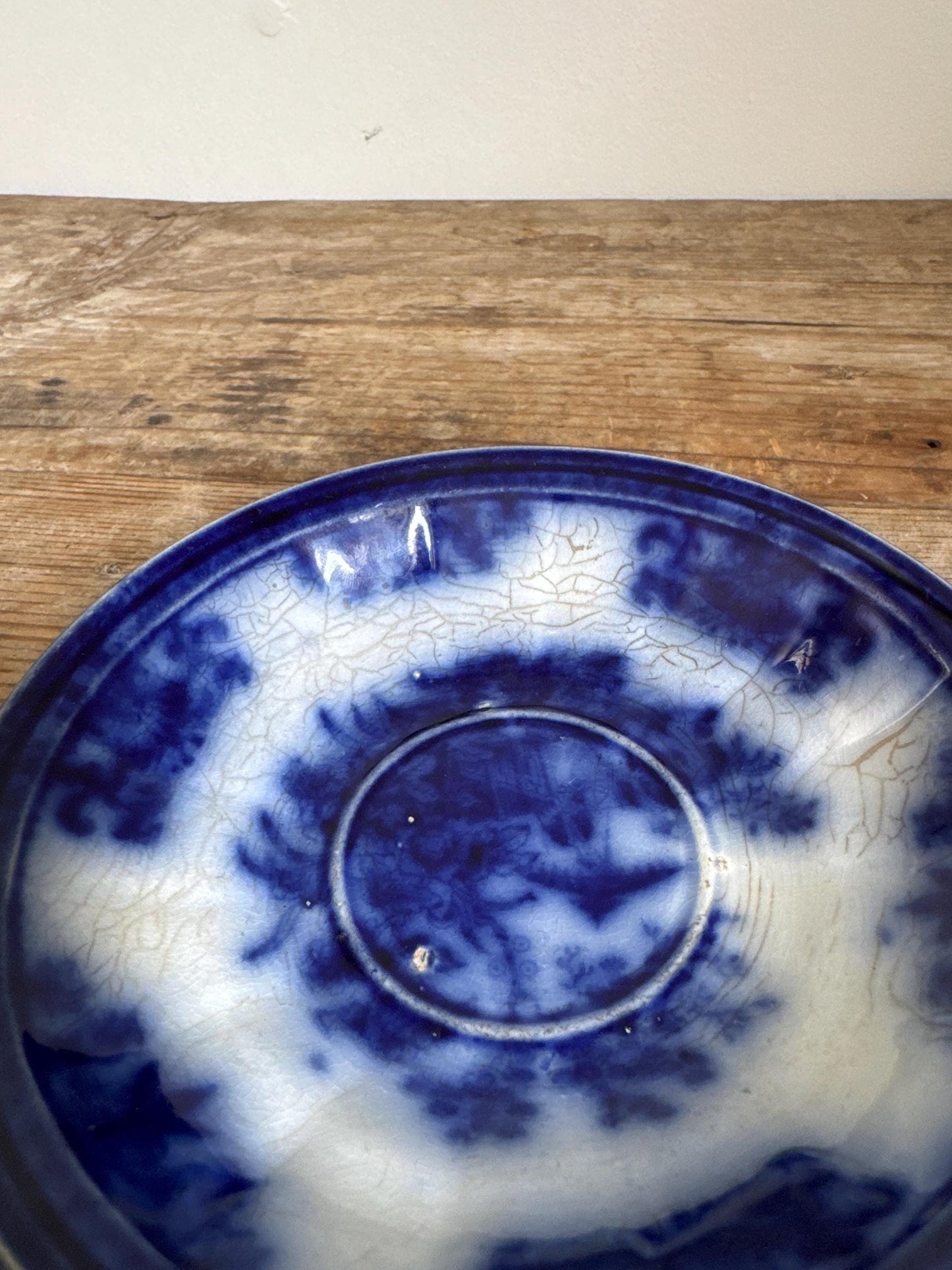 Antique Davenport AMOY Ironstone Flow Blue Plate 6" Saucer