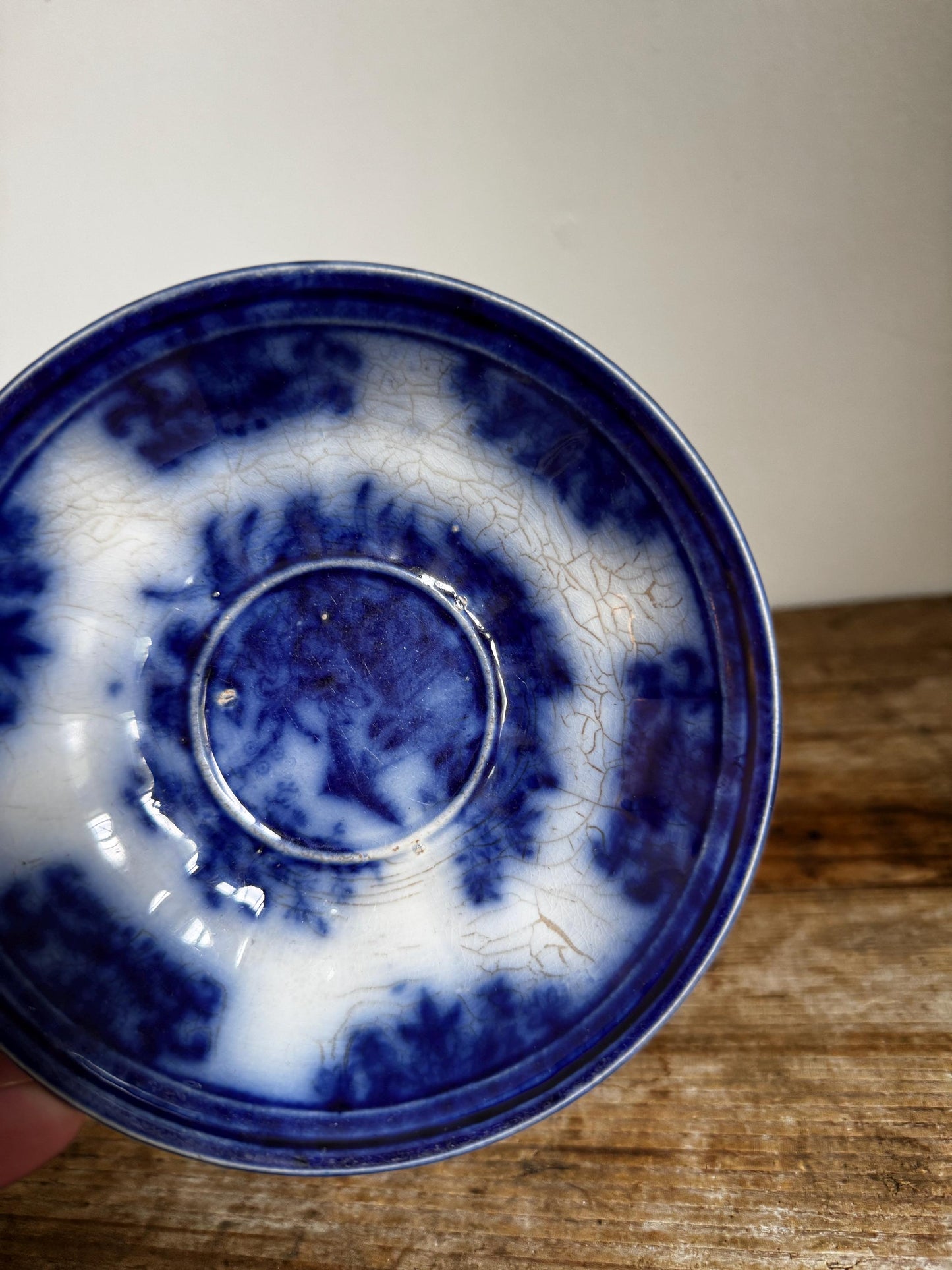 Antique Davenport AMOY Ironstone Flow Blue Plate 6" Saucer