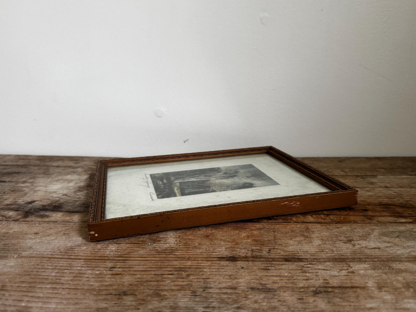 Antique Framed Hand-Tinted Photograph: Country Highways Scene by Burrowes, Pencil Signed