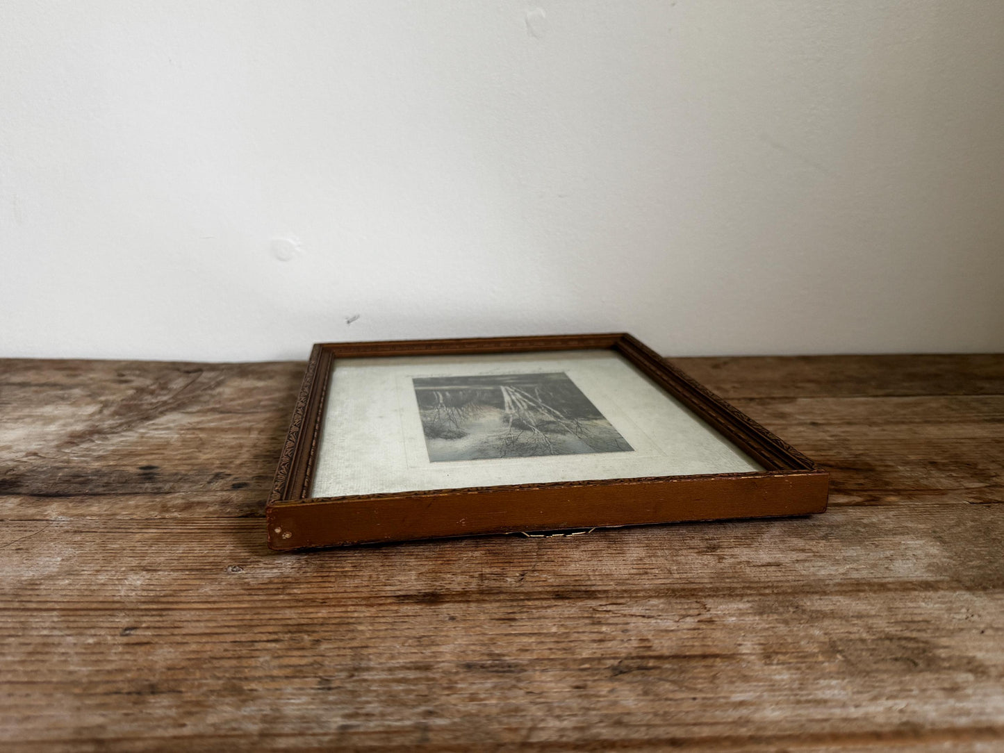 Antique Framed Hand-Tinted Photograph: Country Highways Scene by Burrowes, Pencil Signed