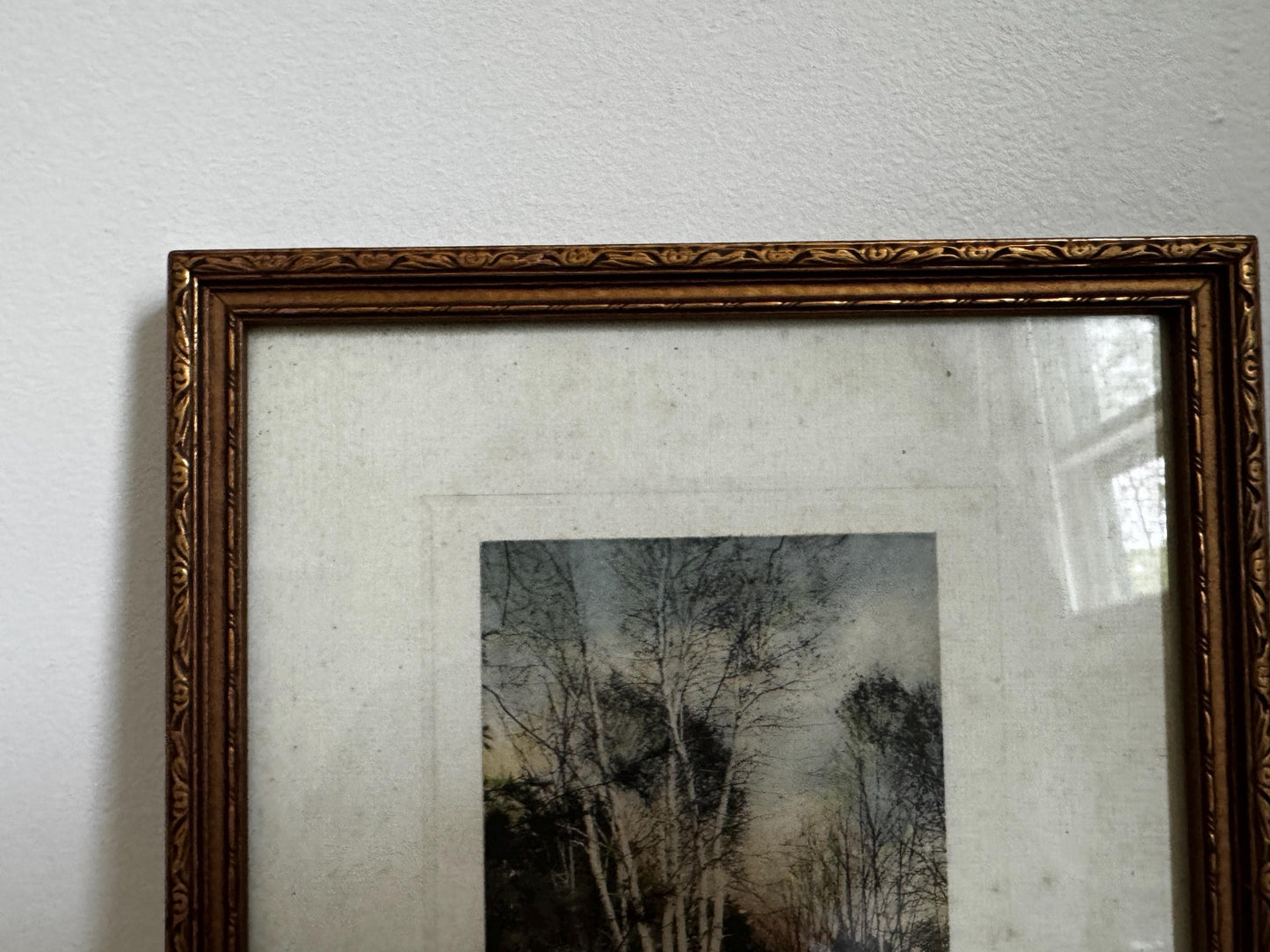Antique Framed Hand-Tinted Photograph: Country Highways Scene by Burrowes, Pencil Signed
