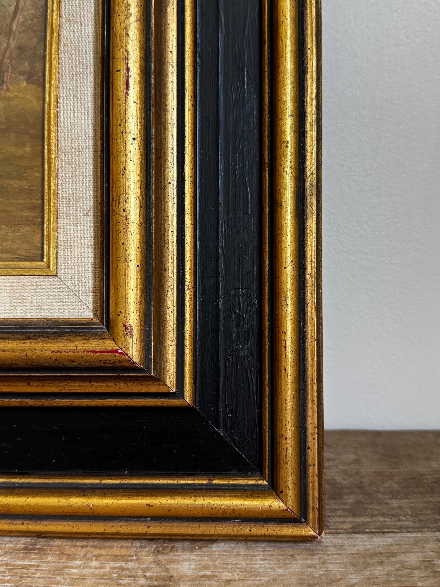 Framed Vintage Black Gold Frame Horse Equestian Giclee Print Wall Art 15.5x17.5