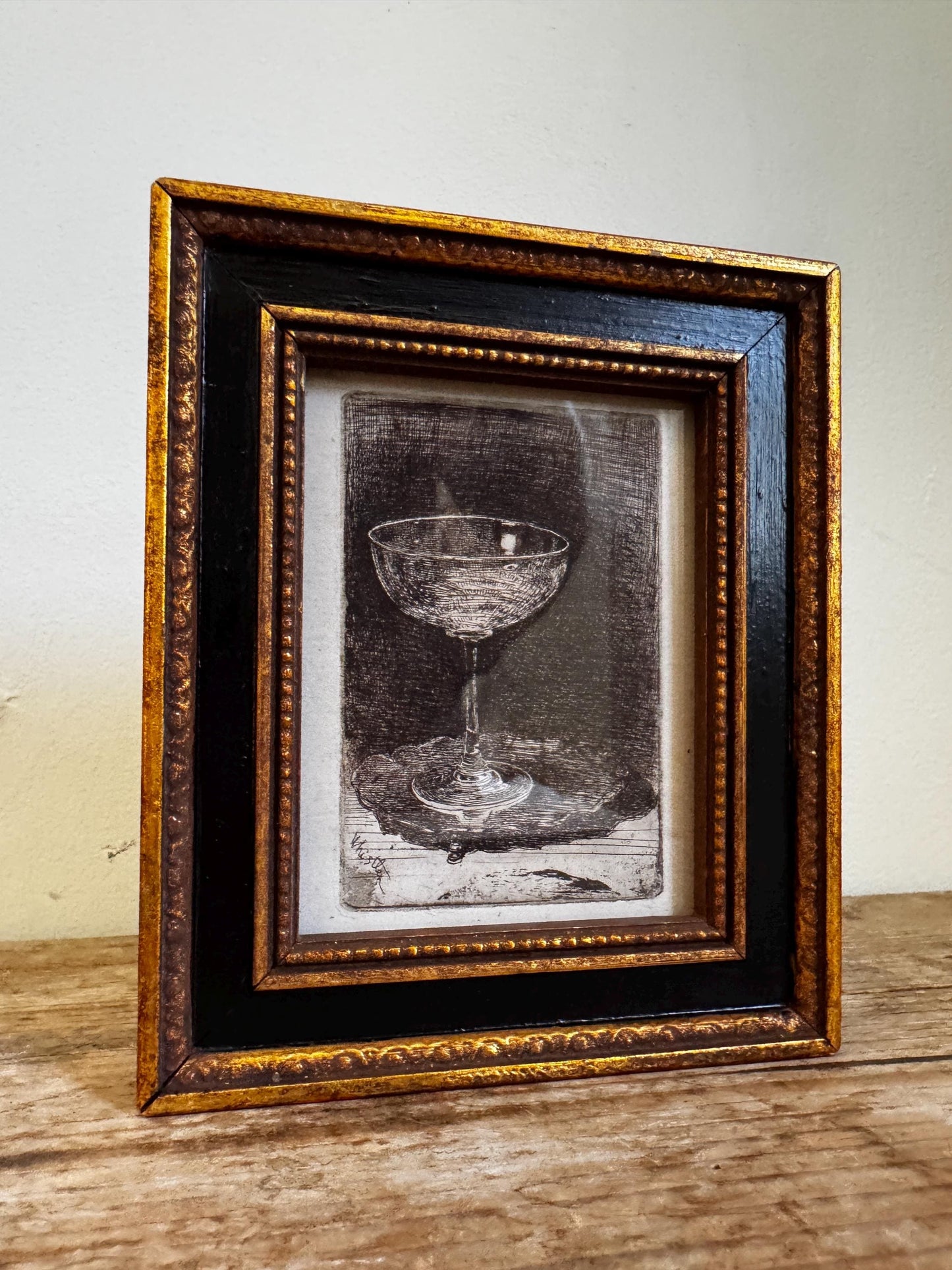 Small Framed Wine Glass Whistler Frame Print Giclee Print Wall Art in Wood Frame