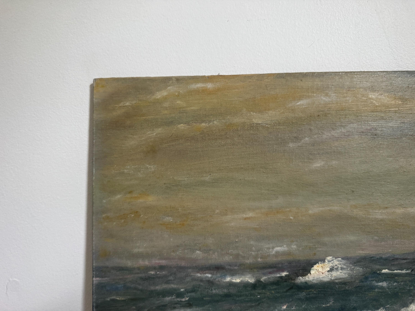 Vintage 1960s Oil Painting on Panel Ocean Coastal Landscape Unframed Hobby Painting Vintage 16x20 Wall Art