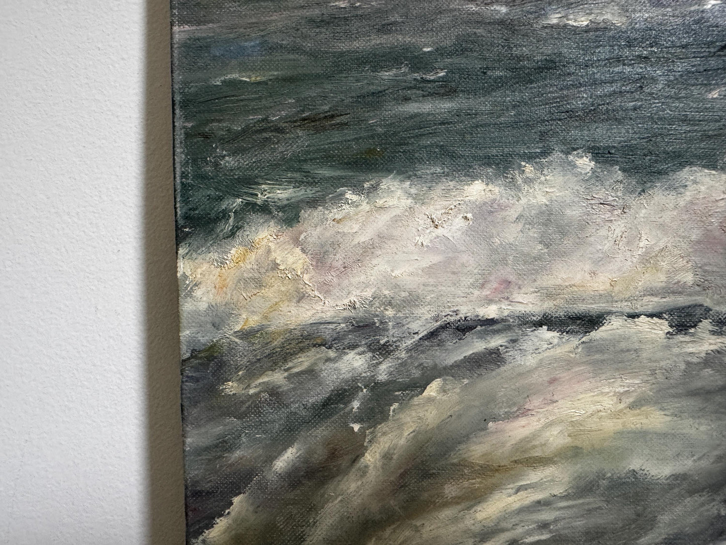 Vintage 1960s Oil Painting on Panel Ocean Coastal Landscape Unframed Hobby Painting Vintage 16x20 Wall Art