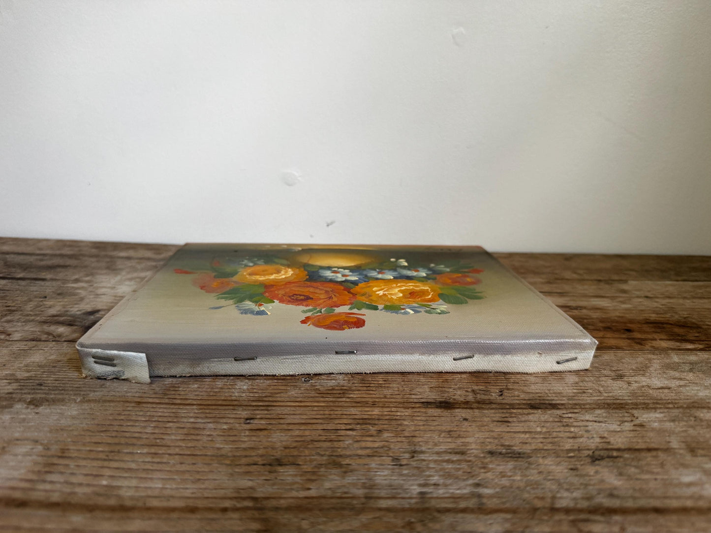 Vintage Floral Oil Painting on Canvas 8x10 Orange Flowers "Berry"