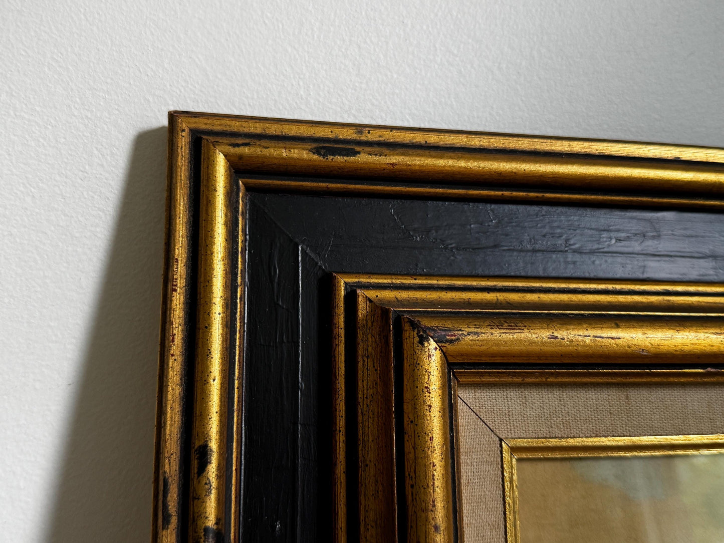 Framed Vintage Black Gold Frame Horse Equestian Giclee Print Wall Art 15.5x17.5