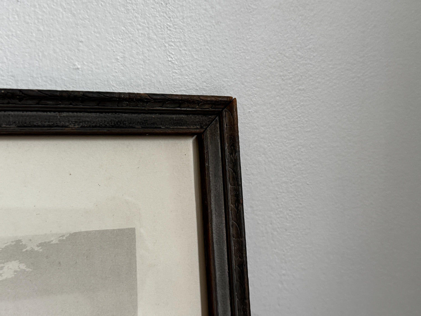 Antique Lake George Water New York Engraving Print in Grey Frame Wall Art