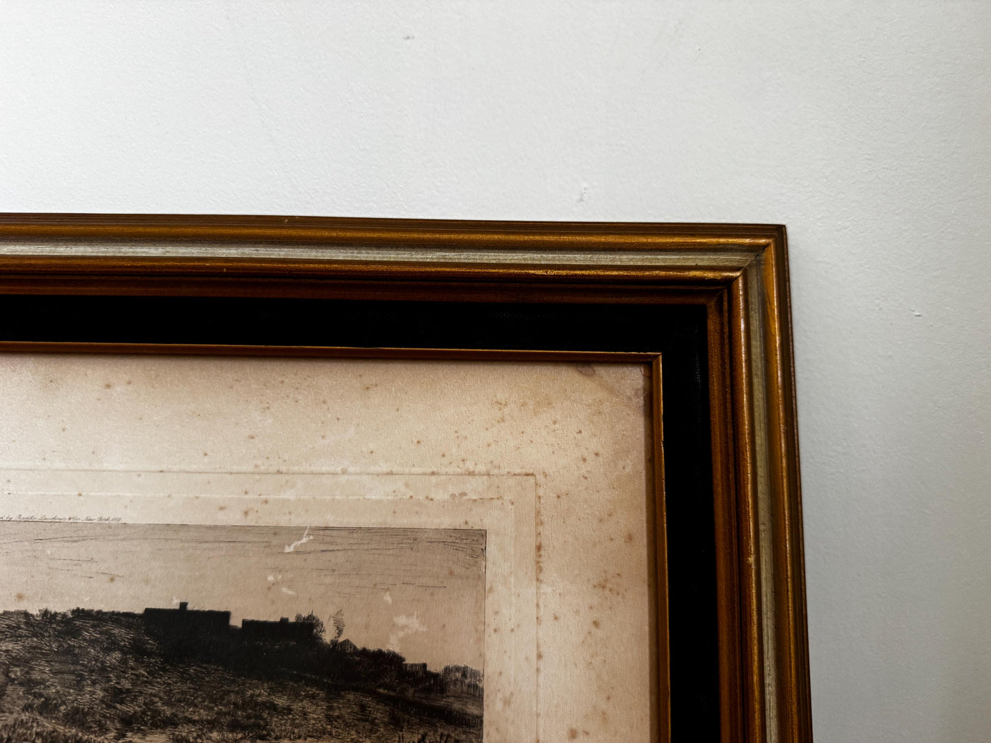 Antique Carlton T Chapman 1889 Etching Moody Coastline Black Gold Frame