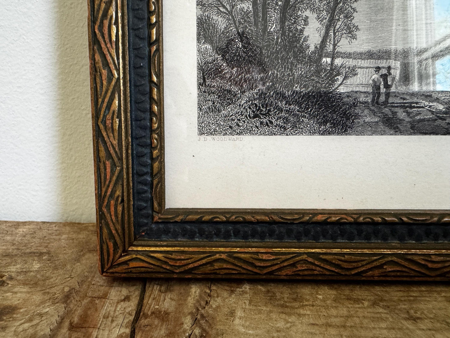 Antique Quebec River Water Canada Engraving Print in Wood Frame Wall Art St. Lawrence River