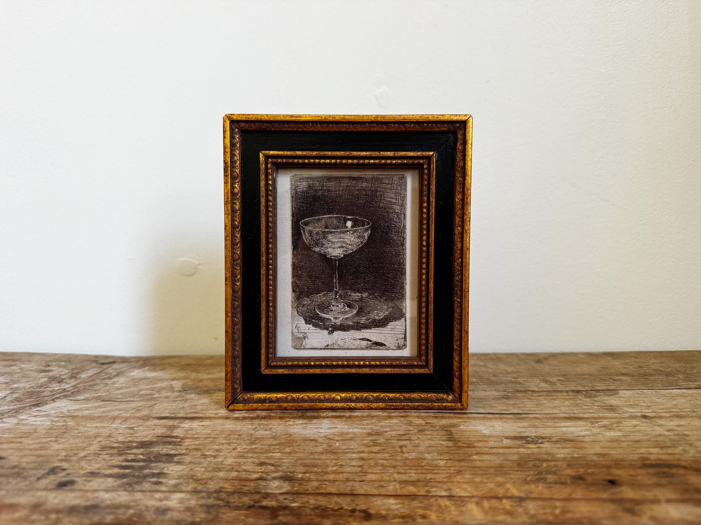 Small Framed Wine Glass Whistler Frame Print Giclee Print Wall Art in Wood Frame