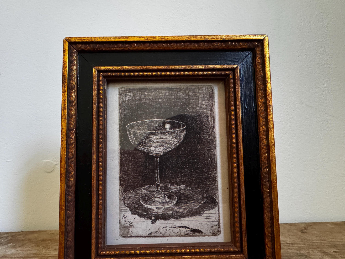 Small Framed Wine Glass Whistler Frame Print Giclee Print Wall Art in Wood Frame
