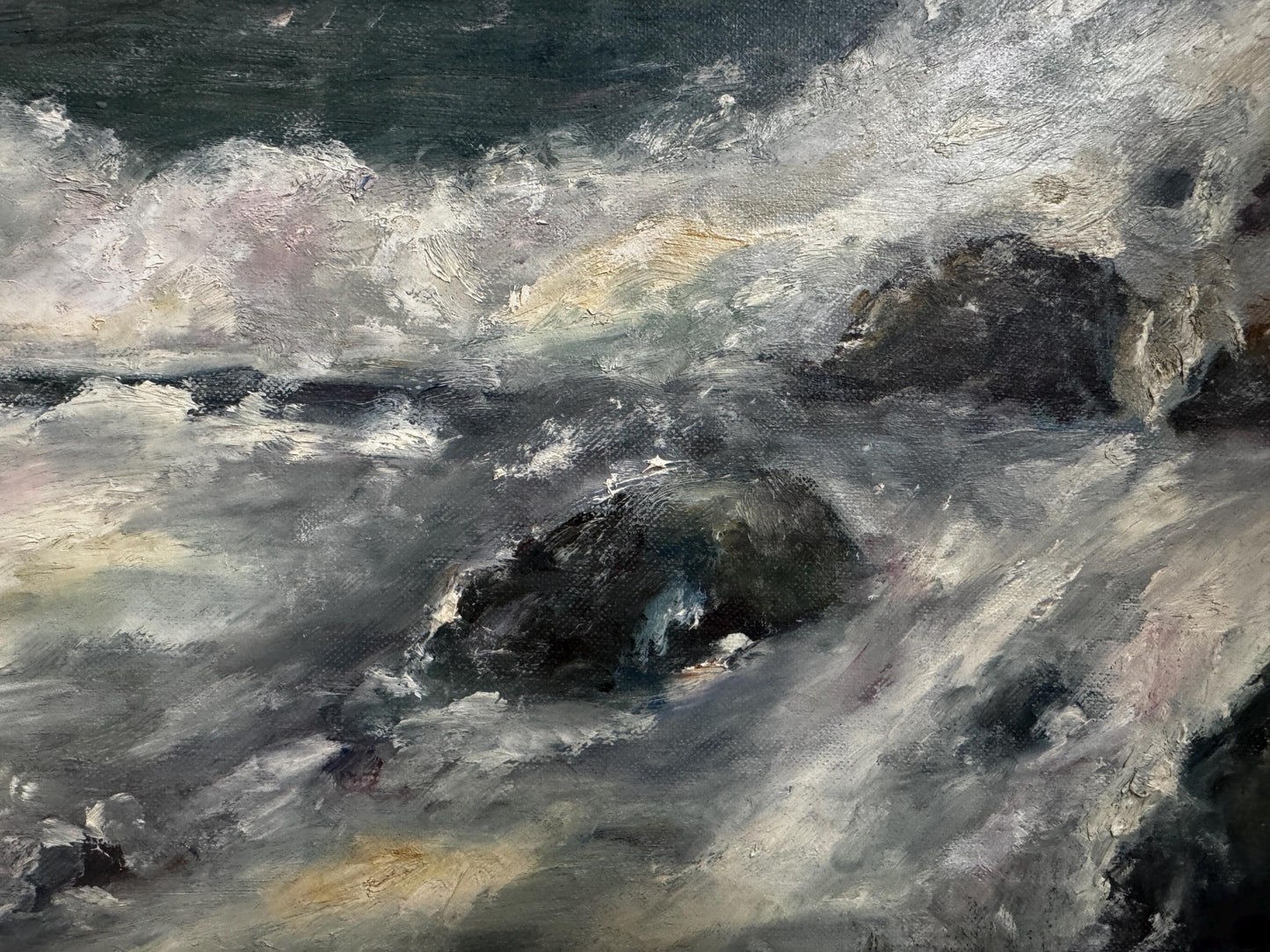 Vintage 1960s Oil Painting on Panel Ocean Coastal Landscape Unframed Hobby Painting Vintage 16x20 Wall Art
