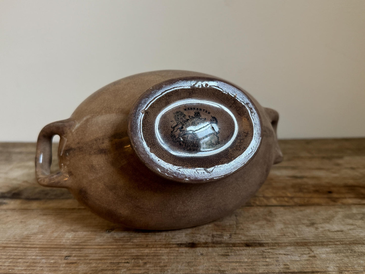 Antique Heavily Stained R Cochran Ironstone Vegetable Dish Tureen Large Bowl Raised Footed Citrus Fruit Bowl