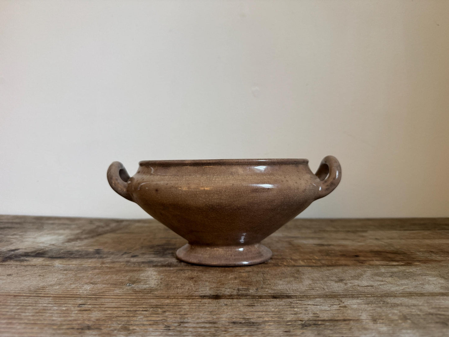 Antique Heavily Stained R Cochran Ironstone Vegetable Dish Tureen Large Bowl Raised Footed Citrus Fruit Bowl
