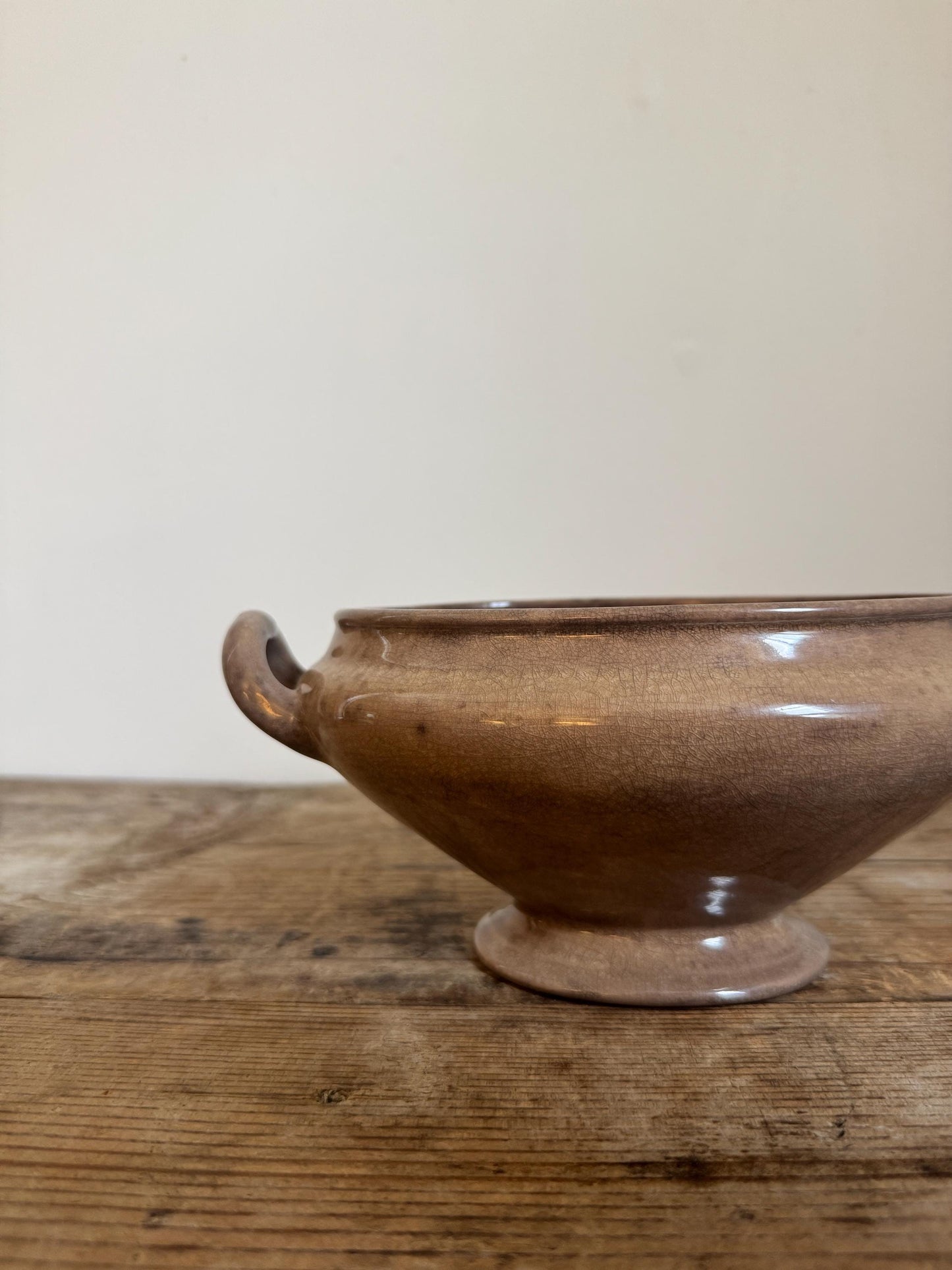 Antique Heavily Stained R Cochran Ironstone Vegetable Dish Tureen Large Bowl Raised Footed Citrus Fruit Bowl