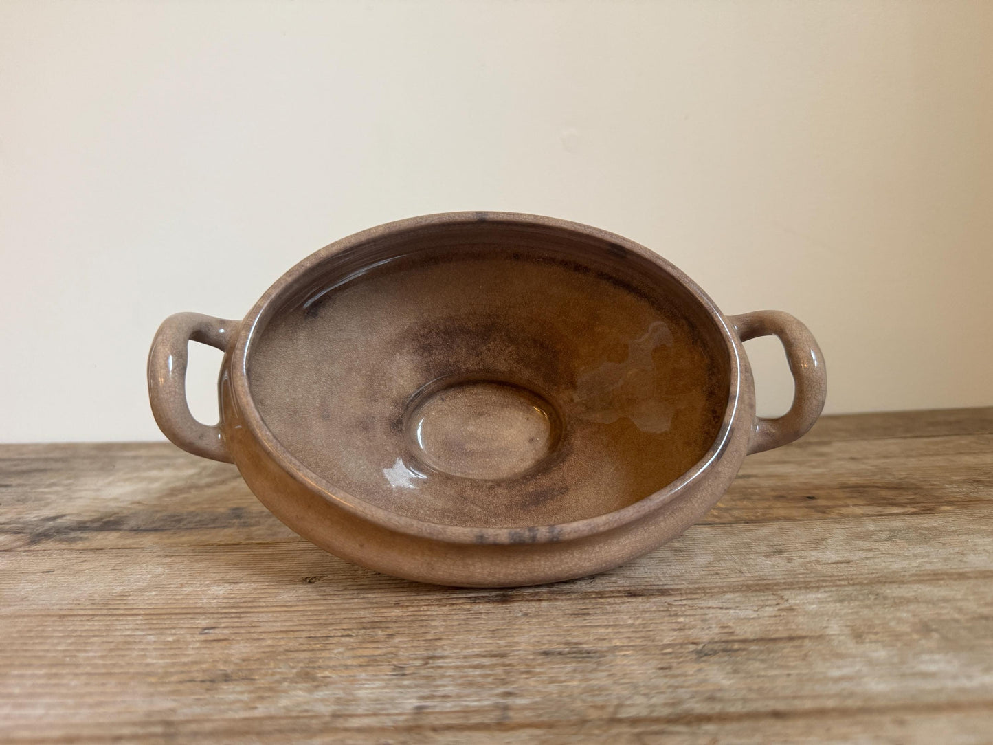 Antique Heavily Stained R Cochran Ironstone Vegetable Dish Tureen Large Bowl Raised Footed Citrus Fruit Bowl