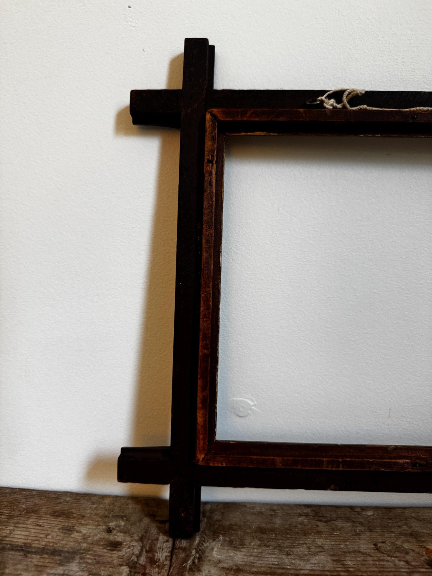 Vintage Wood Adirondack Folk Art Frame Carved Distressed Empty 8x10