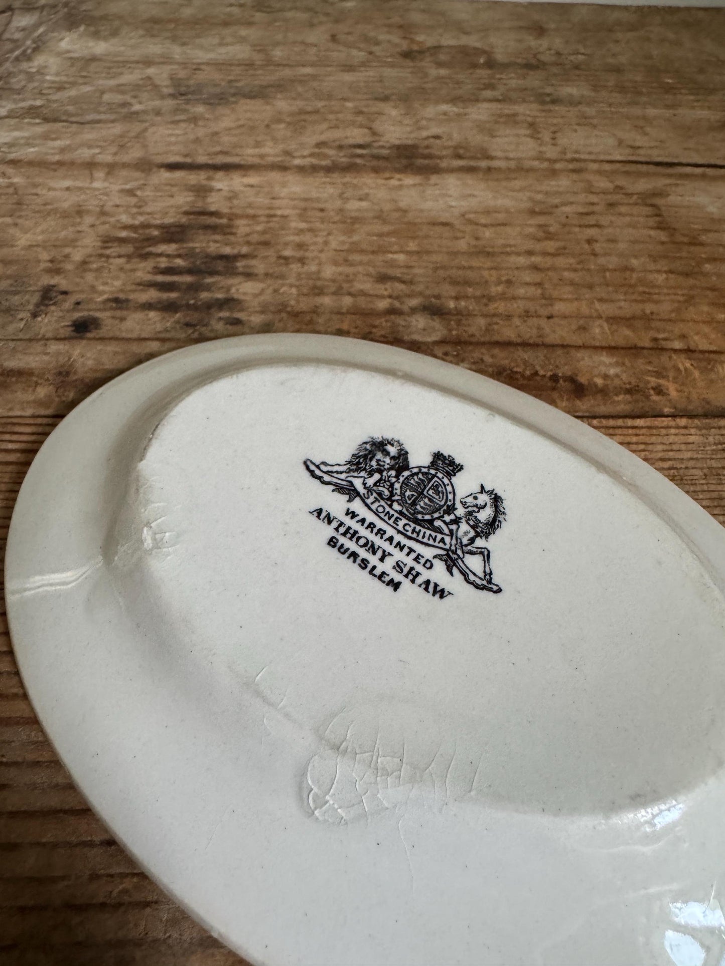 Antique Anthony Shaw Burslem Ironstone Sauce Boat Stand Relish Dish Chunky 1857–1882