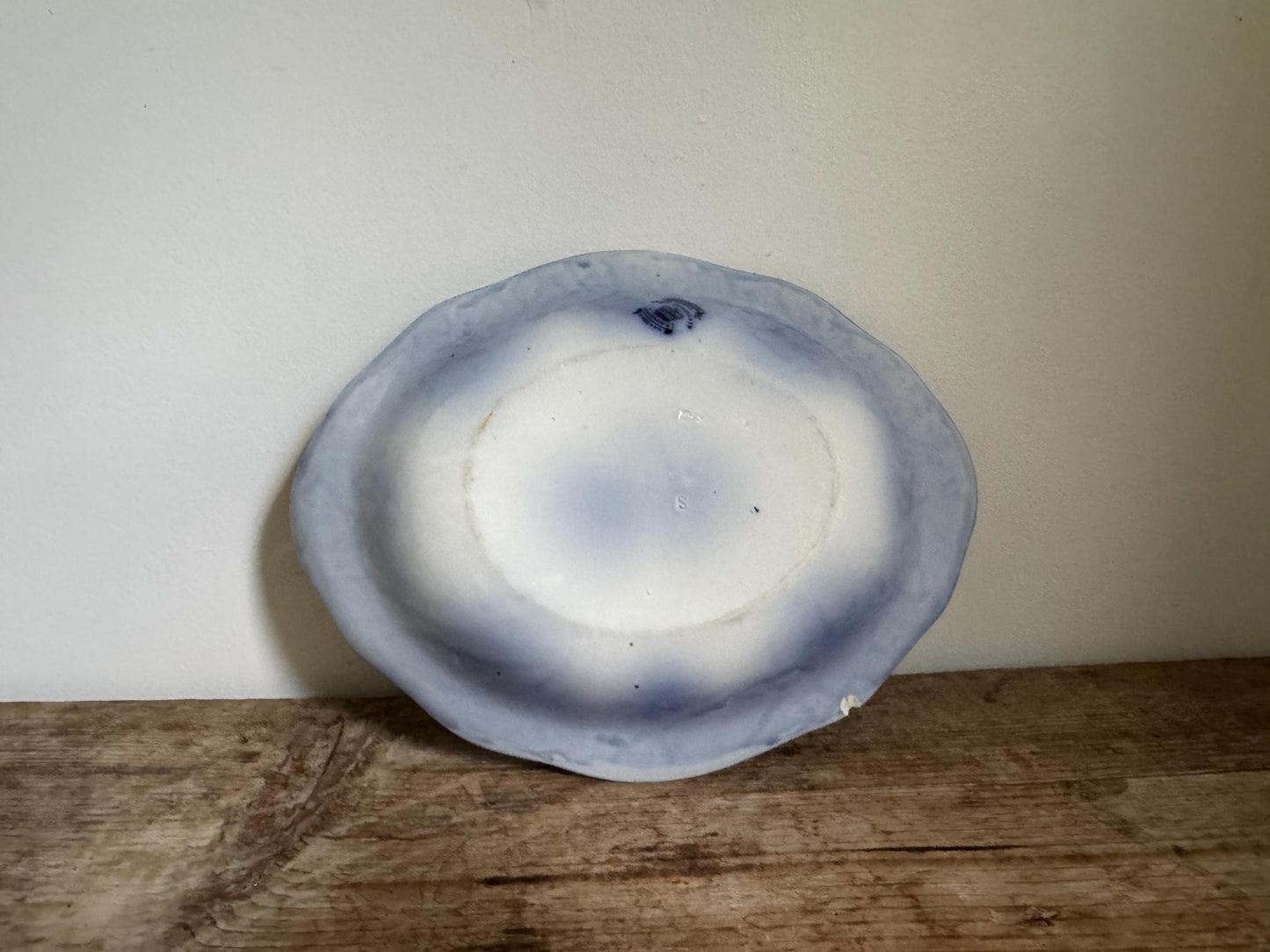 Antique Wood Son Keswick 12" Oval Vegetable Bowl Platter England Blue Transferware Relish Dish Ironstone Flow Blue