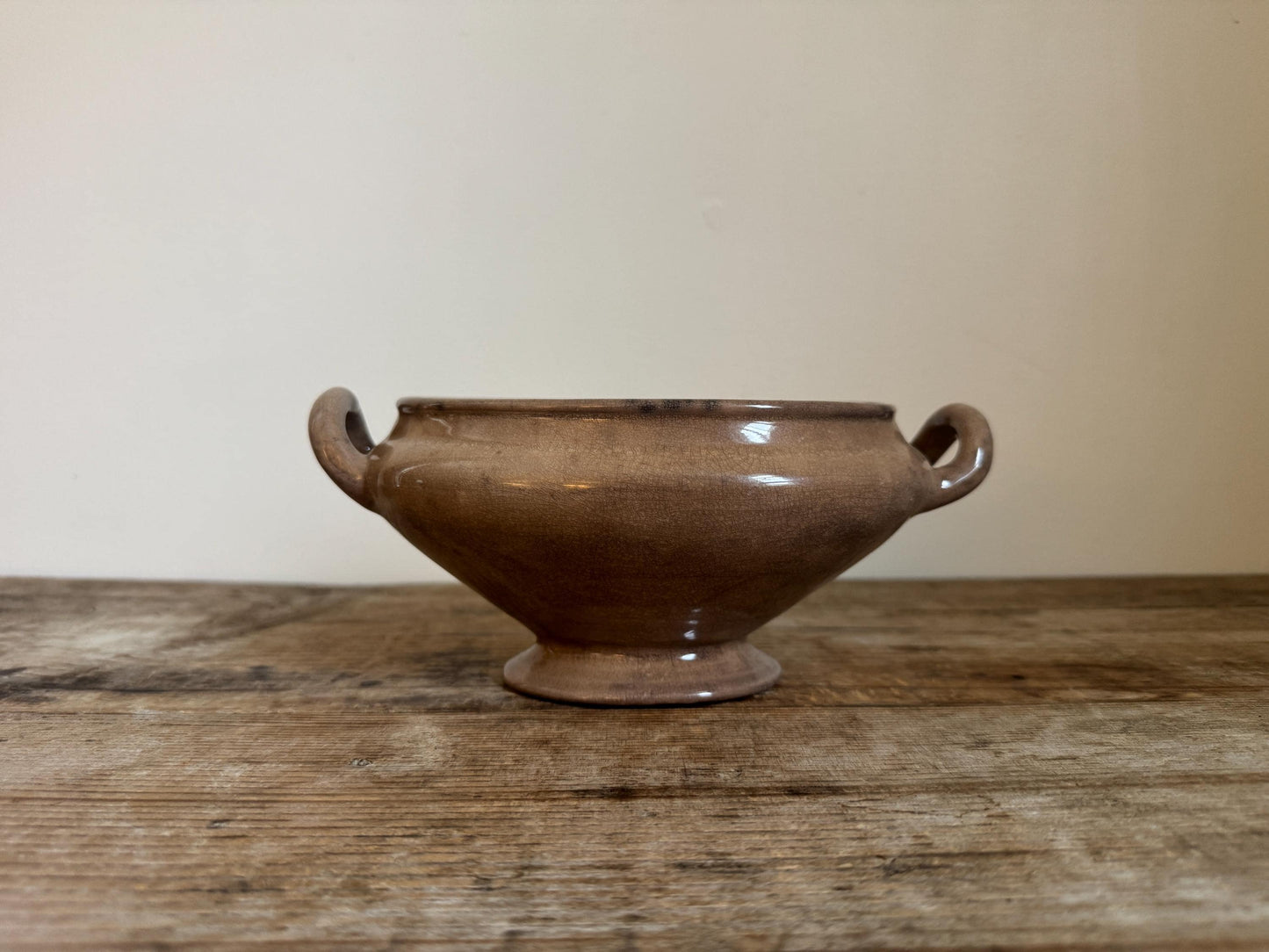 Antique Heavily Stained R Cochran Ironstone Vegetable Dish Tureen Large Bowl Raised Footed Citrus Fruit Bowl