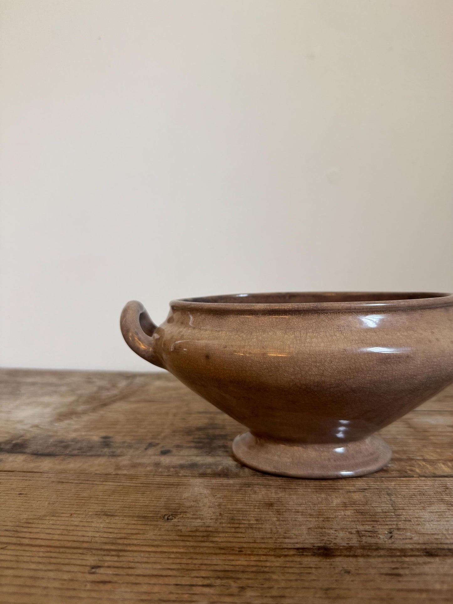 Antique Heavily Stained R Cochran Ironstone Vegetable Dish Tureen Large Bowl Raised Footed Citrus Fruit Bowl