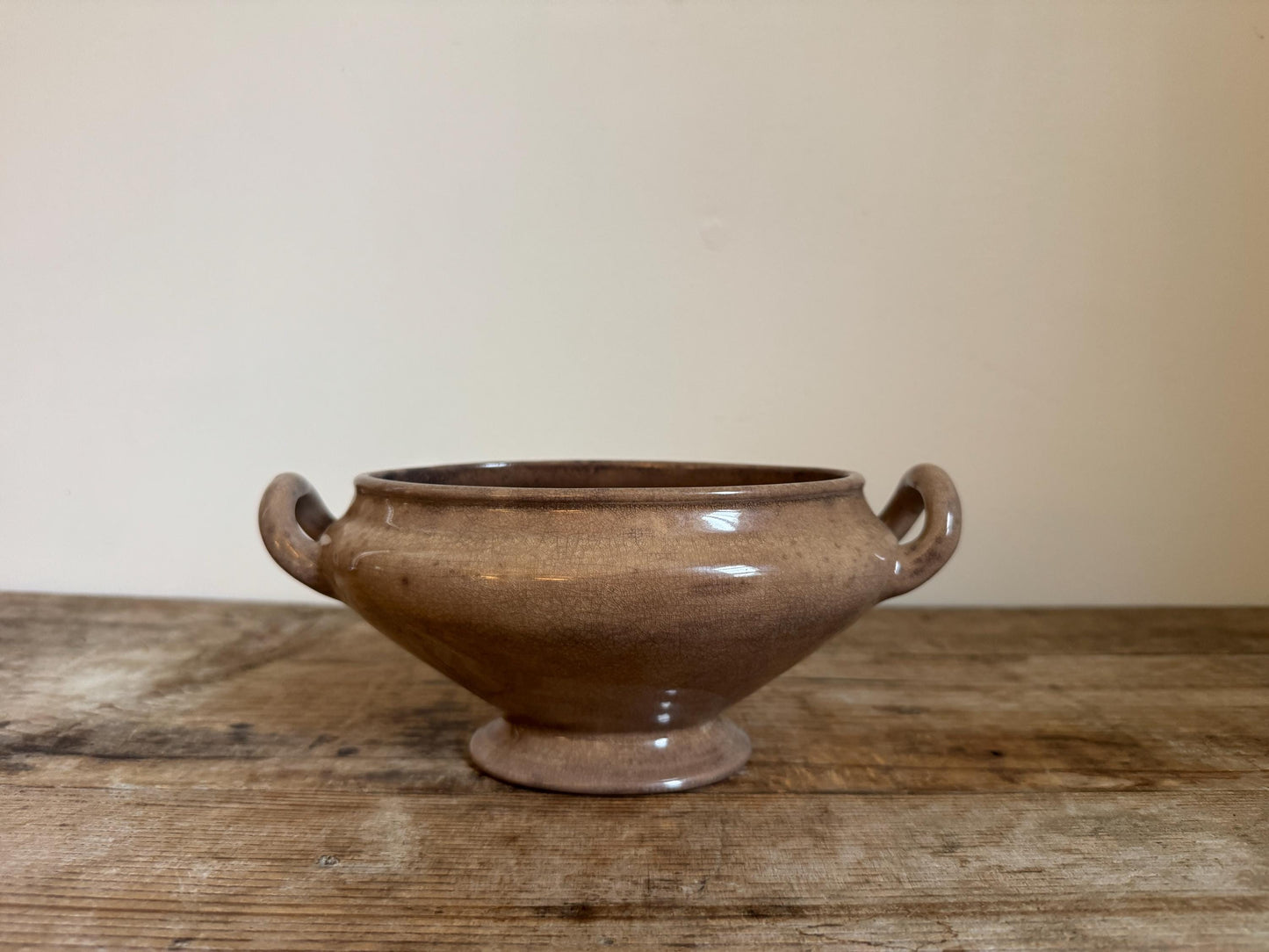 Antique Heavily Stained R Cochran Ironstone Vegetable Dish Tureen Large Bowl Raised Footed Citrus Fruit Bowl