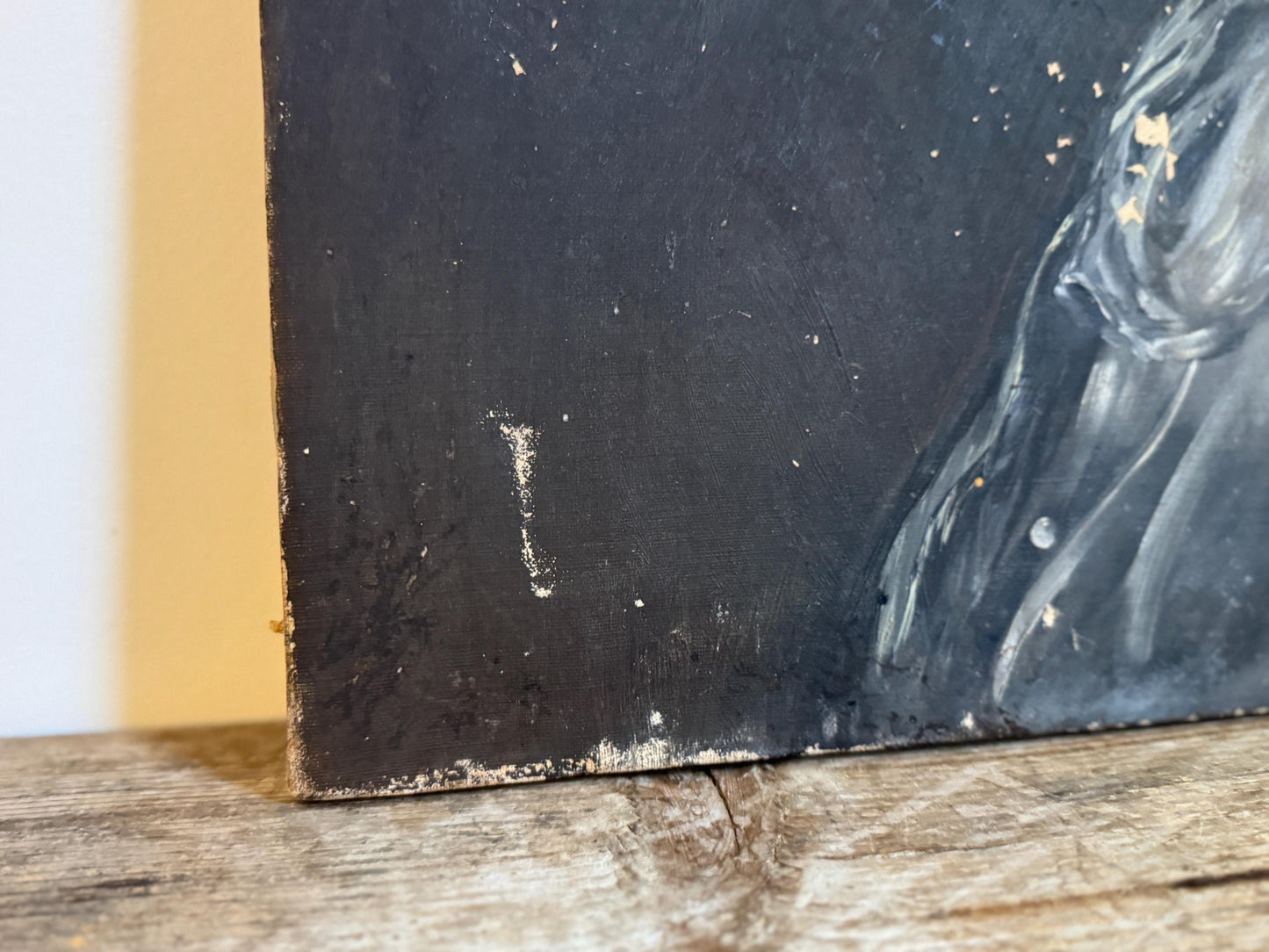 Antique Oil Portrait Woman Hat Canvas Unframed Hobby Painting Vintage Distressed Wall Art