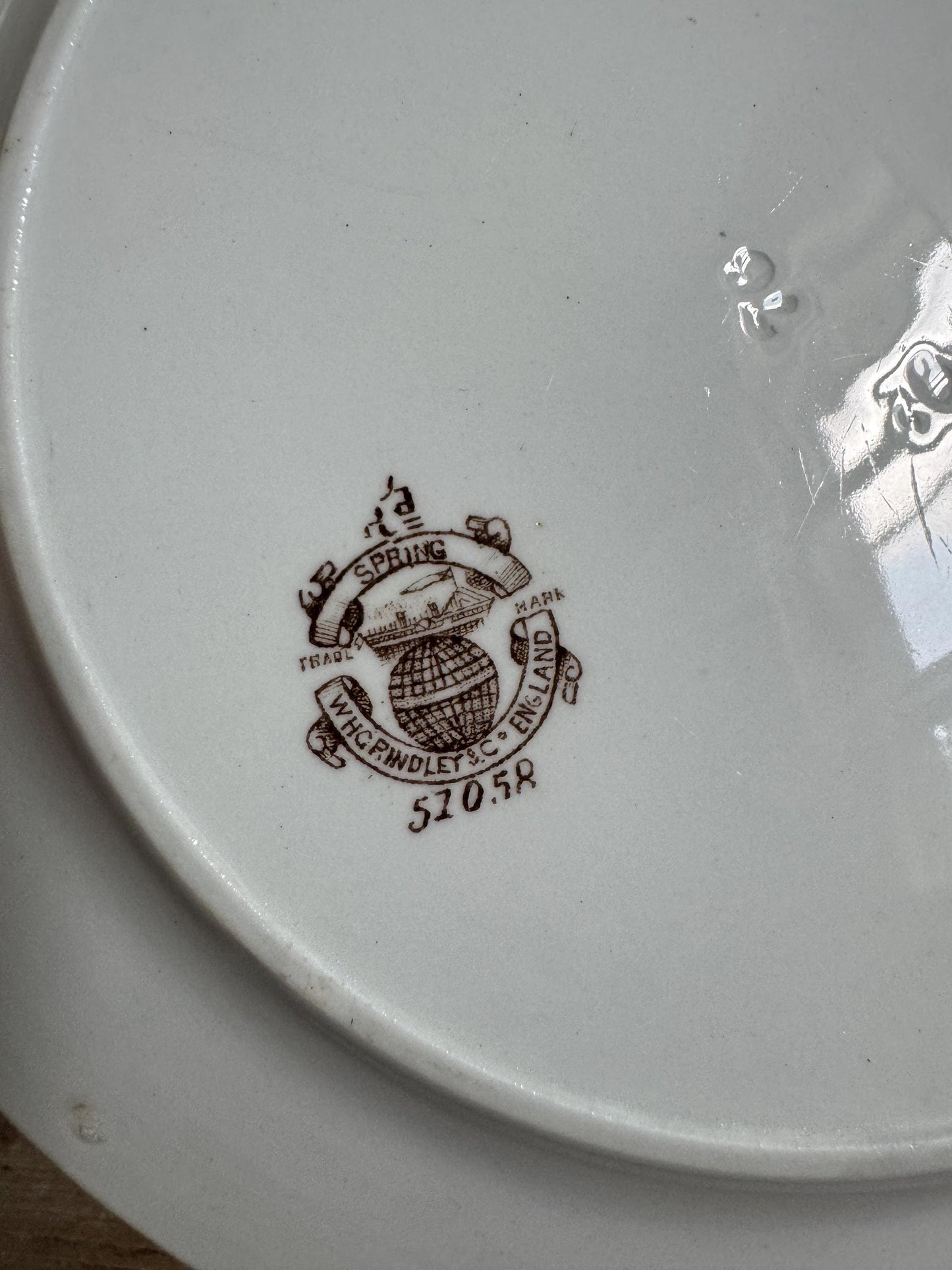 Antique Grindley Co. Spring Brown White Ironstone Salad Lunch Dinner Brown White Transferware 9" Plate
