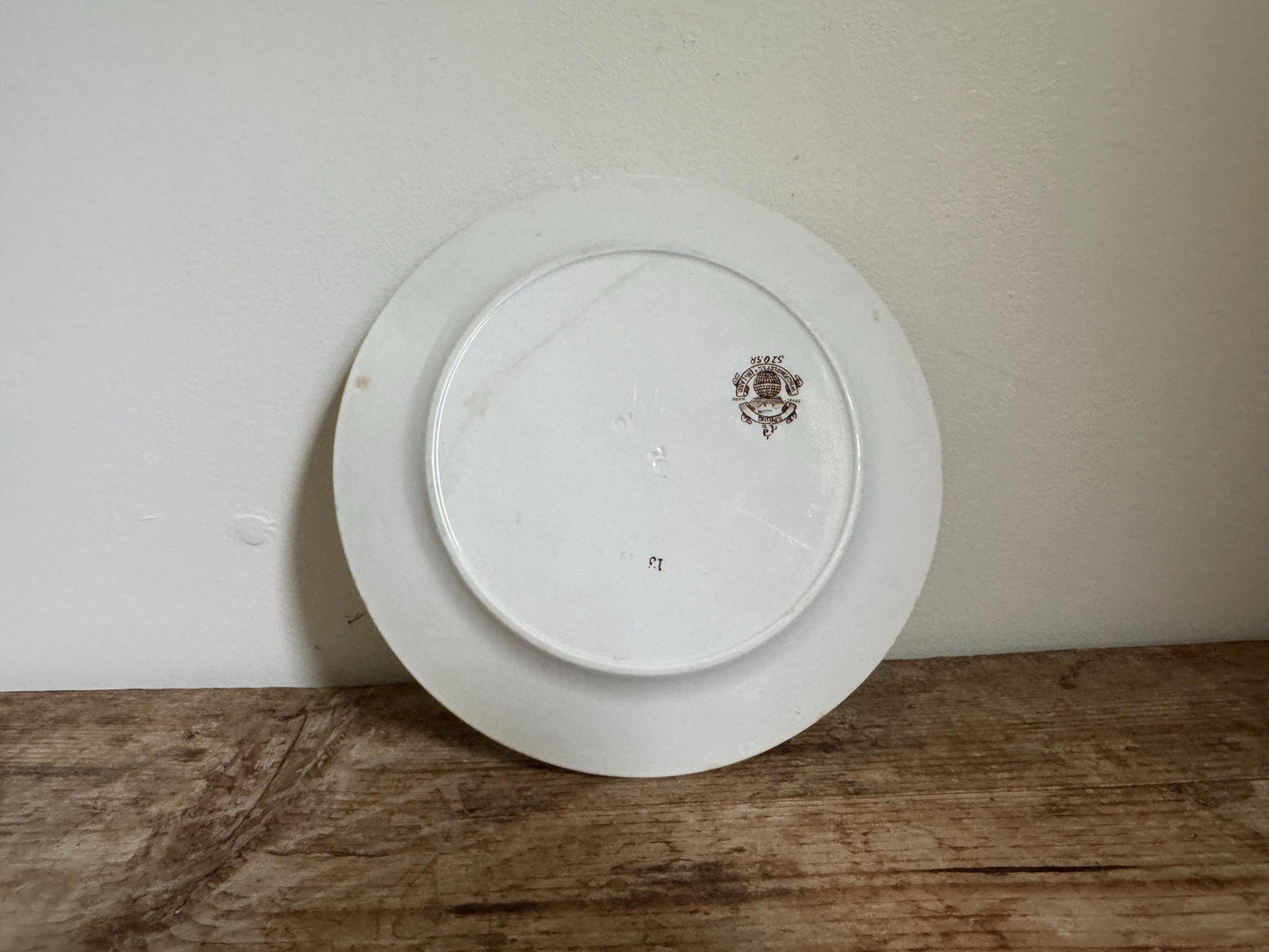 Antique Grindley Co. Spring Brown White Ironstone Salad Lunch Dinner Brown White Transferware 9" Plate